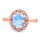 Art Deco Oval Natural Stone Floral Ring