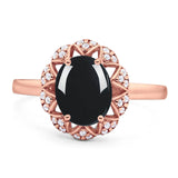 Art Deco Oval Natural Stone Floral Ring