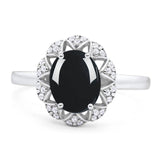 Art Deco Oval Natural Stone Floral Ring