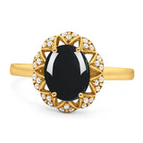 Art Deco Oval Natural Stone Floral Ring