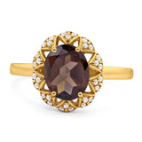 Art Deco Oval Natural Stone Floral Ring