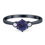 Art Deco Round Natural Stone Three Stone Ring