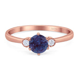 Art Deco Round Natural Stone Three Stone Ring