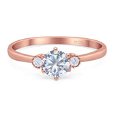 Art Deco Round Natural Stone Three Stone Ring