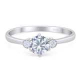 Art Deco Round Natural Stone Three Stone Ring