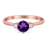 Art Deco Round Natural Stone Three Stone Ring