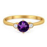 Art Deco Round Natural Stone Three Stone Ring