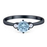 Art Deco Round Natural Stone Three Stone Ring