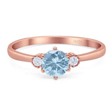 Art Deco Round Natural Stone Three Stone Ring