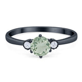 Art Deco Round Natural Stone Three Stone Ring