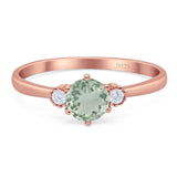 Art Deco Round Natural Stone Three Stone Ring