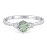 Art Deco Round Natural Stone Three Stone Ring