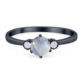 Art Deco Round Natural Stone Three Stone Ring