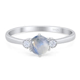 Art Deco Round Natural Stone Three Stone Ring