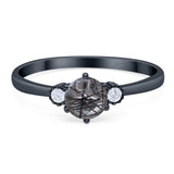 Art Deco Round Natural Stone Three Stone Ring