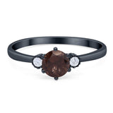 Art Deco Round Natural Stone Three Stone Ring