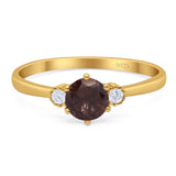 Art Deco Round Natural Stone Three Stone Ring