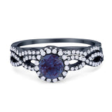 Two Piece Round Natural Stone Twisted Ring