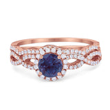 Two Piece Round Natural Stone Twisted Ring