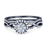 Two Piece Round Natural Stone Twisted Ring