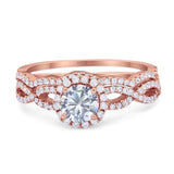 Two Piece Round Natural Stone Twisted Ring