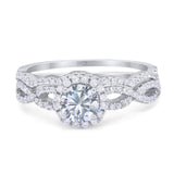 Two Piece Round Moissanite Twisted Bridal Ring 925 Sterling Silver