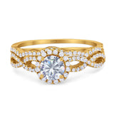 Two Piece Round Natural Stone Twisted Ring