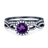Two Piece Round Natural Stone Twisted Ring