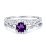 Two Piece Round Natural Stone Twisted Ring