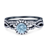 Two Piece Round Natural Stone Twisted Ring