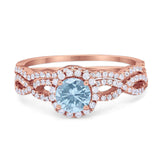 Two Piece Round Natural Stone Twisted Ring