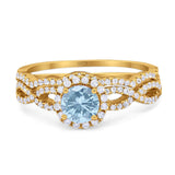 Two Piece Round Natural Stone Twisted Ring