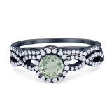 Two Piece Round Natural Stone Twisted Ring