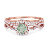 Two Piece Round Natural Stone Twisted Ring