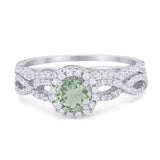 Two Piece Round Natural Stone Twisted Ring