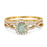 Two Piece Round Natural Stone Twisted Ring