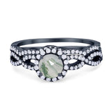 Two Piece Round Natural Stone Twisted Ring
