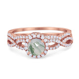 Two Piece Round Natural Stone Twisted Ring