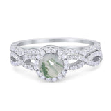Two Piece Round Natural Stone Twisted Ring