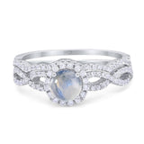 Two Piece Round Natural Stone Twisted Ring