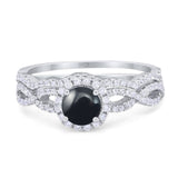 Two Piece Round Natural Stone Twisted Ring