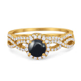 Two Piece Round Natural Stone Twisted Ring