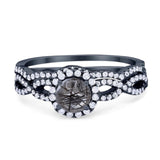 Two Piece Round Natural Stone Twisted Ring