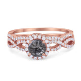 Two Piece Round Natural Stone Twisted Ring