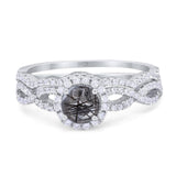 Two Piece Round Natural Stone Twisted Ring