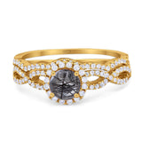Two Piece Round Natural Stone Twisted Ring