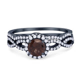 Two Piece Round Natural Stone Twisted Ring