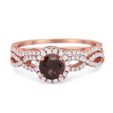 Two Piece Round Natural Stone Twisted Ring
