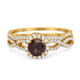 Two Piece Round Natural Stone Twisted Ring