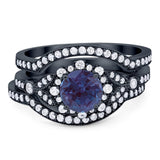 Three Piece Round Natural Stone Leaf Style Ring